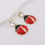 Ladybug Red Black 18K Gold Cubic Zirconia Drop Earring For Women Bulk