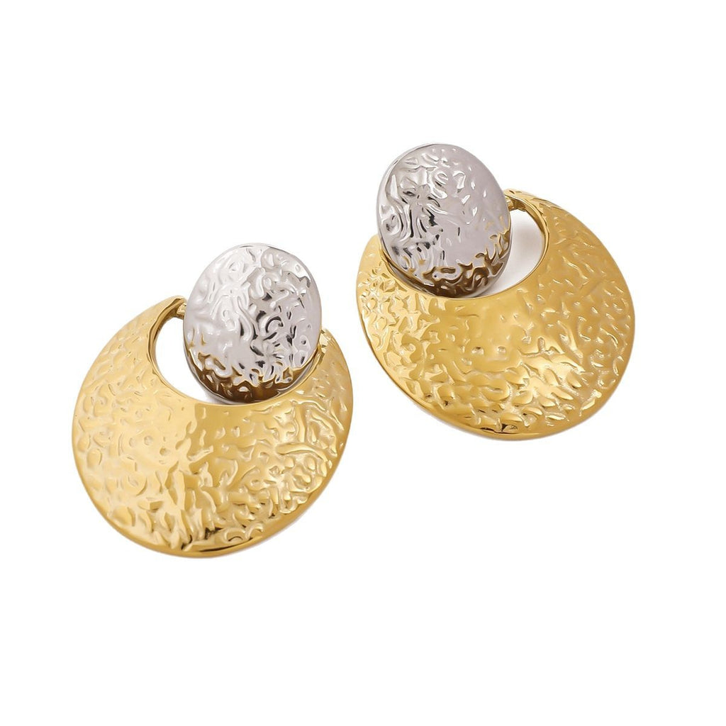 Designer Dual Tone Textured Gold Silver Plated Copper Hoop Earrings Bulk