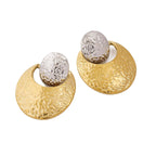 Designer Dual Tone Textured Gold Silver Plated Copper Hoop Earrings Bulk