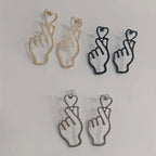 Hand Heart Black Silver 18K Gold Anti Tarnish Dangler Earring Bulk