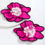 White Green Pink Flower Black Border Anti Tarnish Stud Earring Bulk