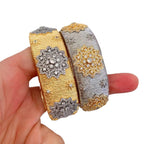Flower CZ 18K Gold Silver Adjustable Cuff Bracelet Band Ring Bulk