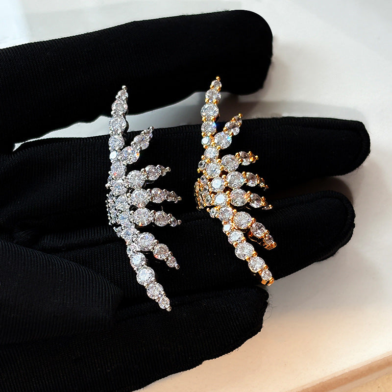 Geometric Cubic Zirconia 18K Gold Silver Single Ear Cuff Earring Bulk