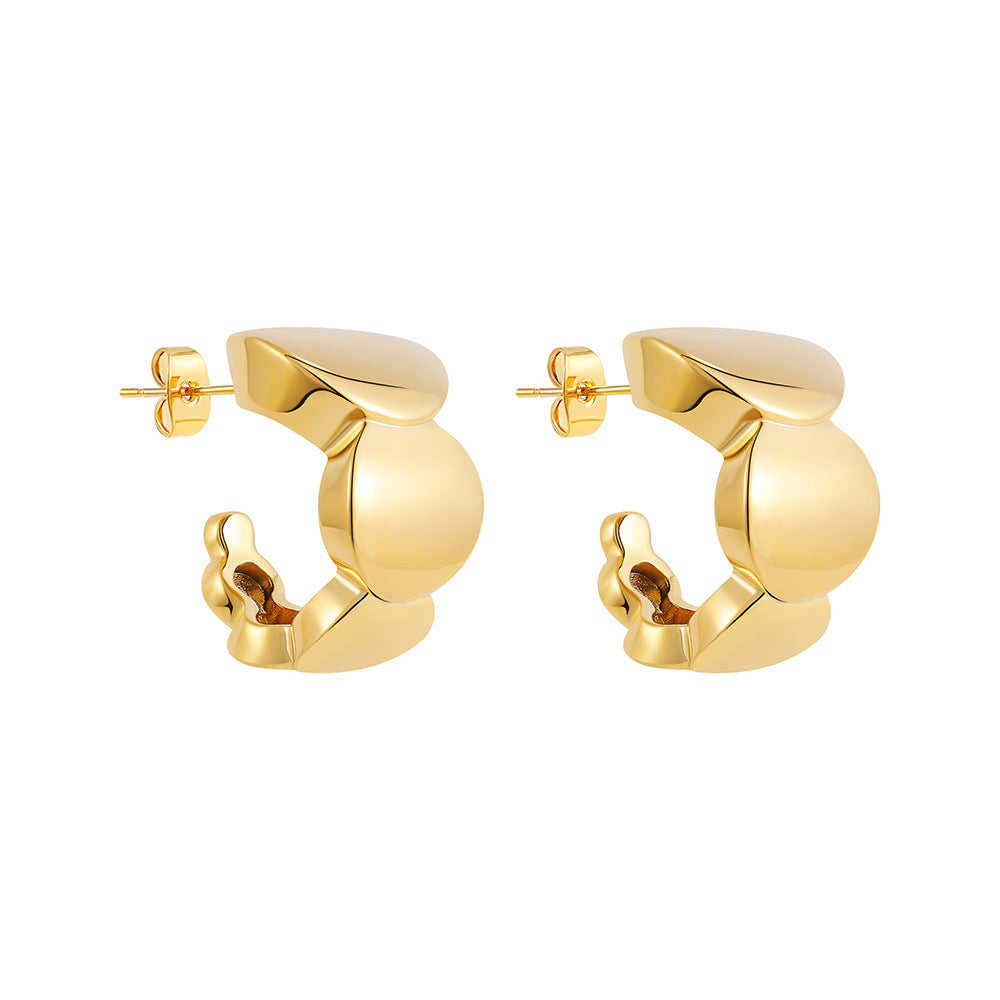 Minimalist Chunky Heart Shape Gold Stainless Steel Hoop Earrings Bulk