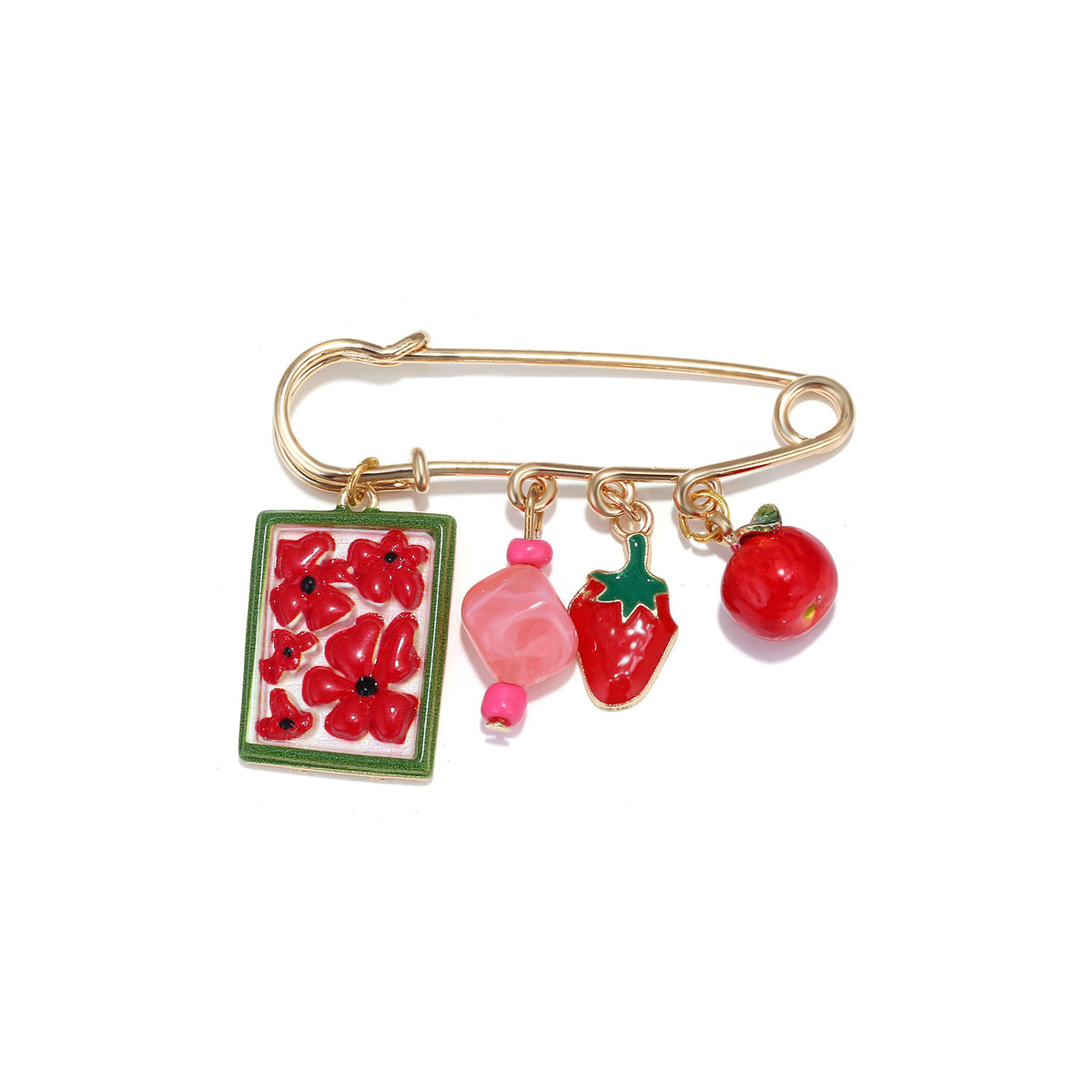 Designer Fruit Gold Plated Enamel Beads Alloy Brooch For Women Bulk