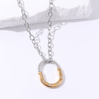Lock CZ Gold Rose Gold Silver Stainless Steel Link Chain Necklace Bulk