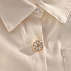 Flower 18K Gold Kundan Single Shirt Button Cover For Unisex Bulk