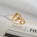 Pointy 18K Gold Anti Tarnish Stainless Steel Dual Finger Ring Bulk