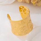 Designer Wide Textured Gold Plated Plain Alloy Bracelet For Women Bulk