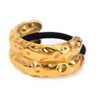 European and American Internet Celebrant Trend Stainless Steel 18k Gold Double-layer Hammer Hair Ring Cross-border Niche High-grade Exaggerated Hair Accessories Hair Rope