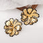 Beaten Finish Flower 18K Gold Black Stud Earring For Women Bulk