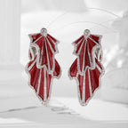 Studded Silver Maroon Red Cubic Zirconia Dangler Earring Women Bulk