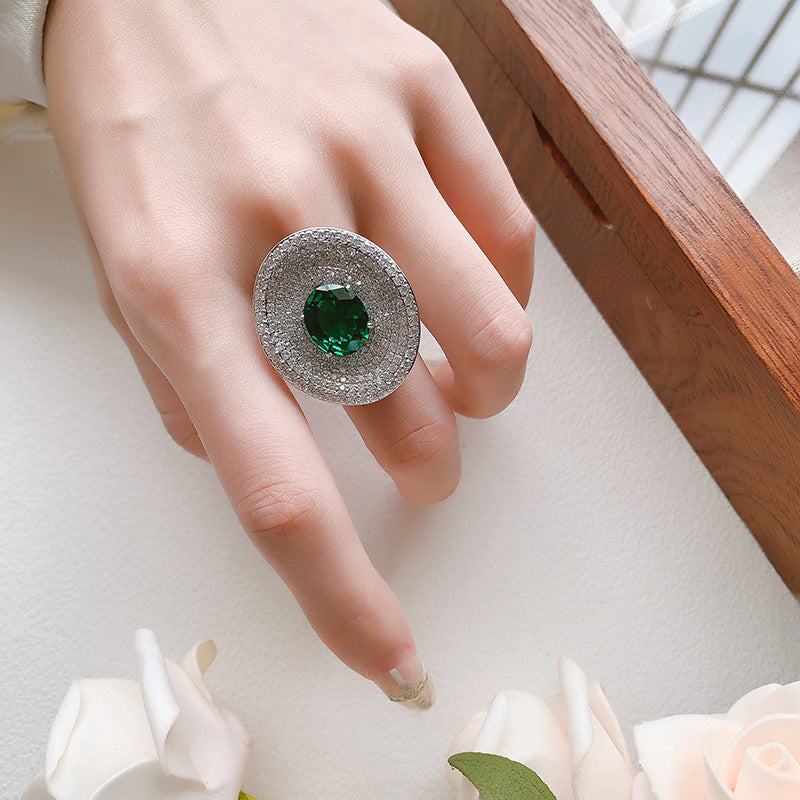 Oval Multi Gemstone CZ Silver Anti Tarnish Adjustable Ring Bulk Main image