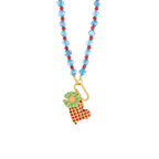 Heart Crystal Multicolor Beads 18K Gold Charm Necklace For Women Bulk