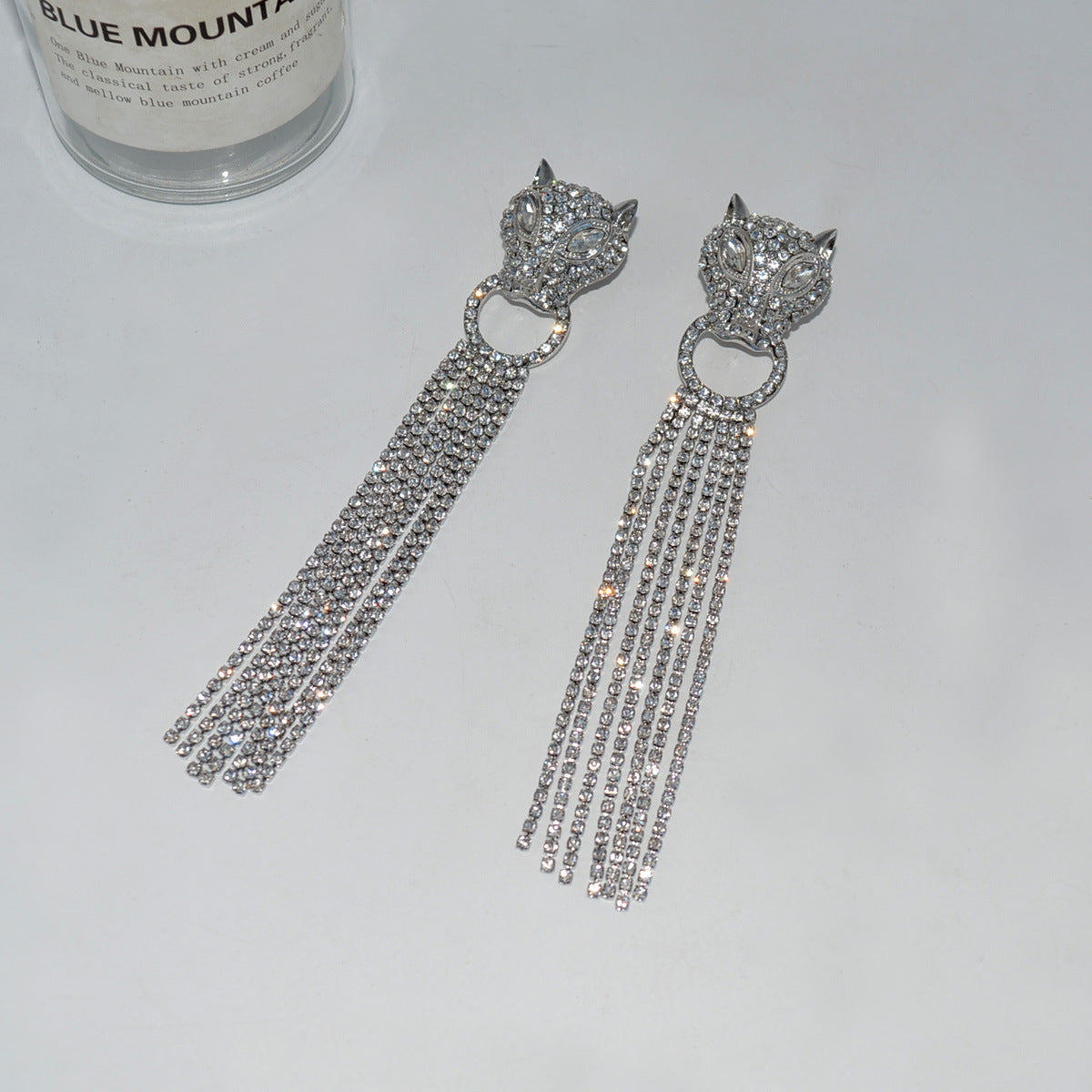 Long Panther Cubic Zirconia Silver Dangler Tassel Earring Women Bulk