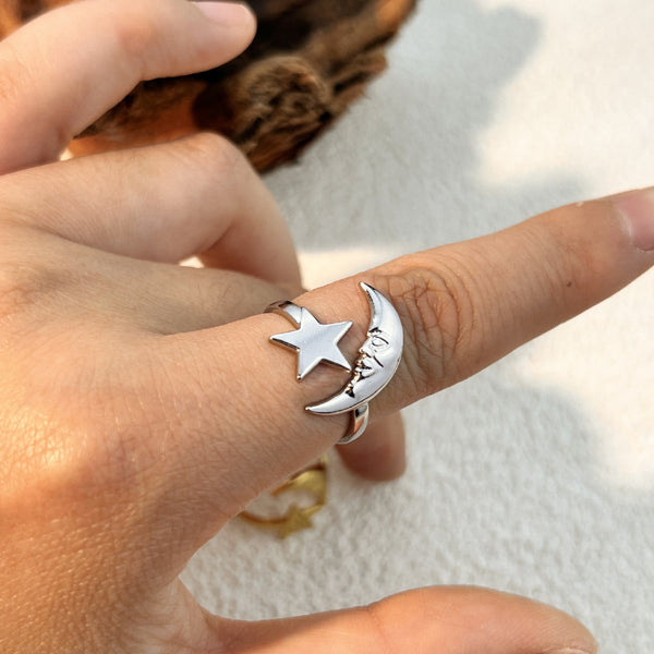 Crescent Moon 18K Gold Plated Silver Anti Tarnish Free Size Ring Bulk Secondary image