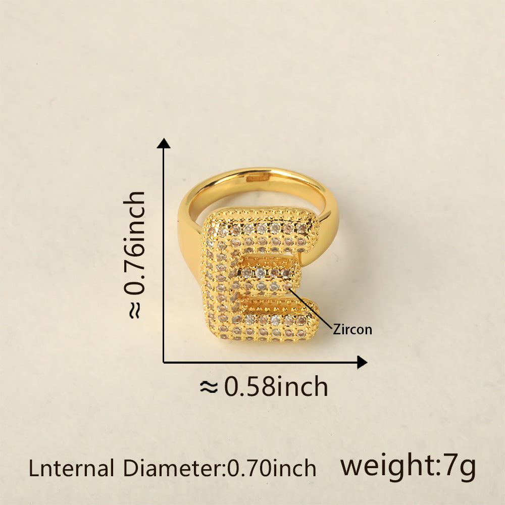 All Initial Letter Alphabets CZ Gold Anti Tarnish Adjustable Ring Bulk