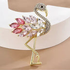 Multi Color Flamingo Gold Plated Crystal Brooch For Women Bulk