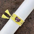 Teddy Bear Face Crystal Fabric Writ Band Threads Bracelet Bulk