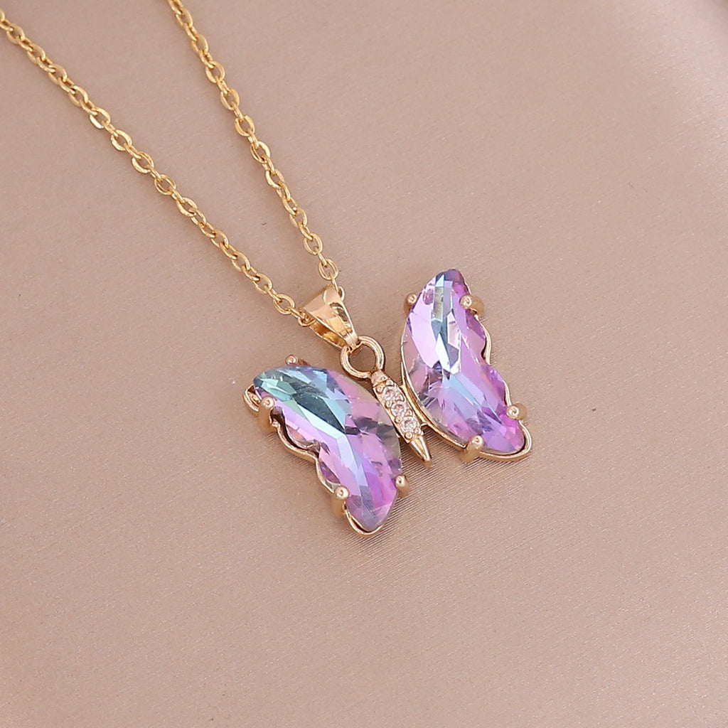 Butterfly 18K Gold CZ Anti Tarnish Necklace Pendant Chain Bulk