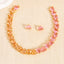 Pink White Designer Heart-Cut Gold CZ Copper Necklace Earring Set Bulk