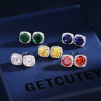 Bulk Square Silver CZ Halo Stud Earrings â€“ Anti Tarnish Copper