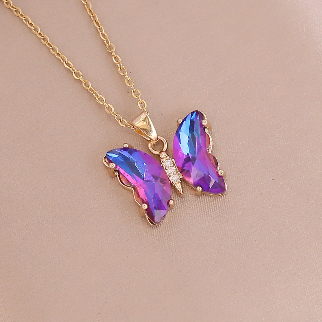 Butterfly 18K Gold CZ Anti Tarnish Necklace Pendant Chain Bulk