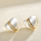 Gold Silver Geometric Cubic Zirconia Copper Stud Earrings For Women Bulk