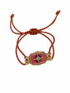 Evil Eye Bird Star 18K Gold CZ Enamel Adjustable Thread Bracelet Bulk