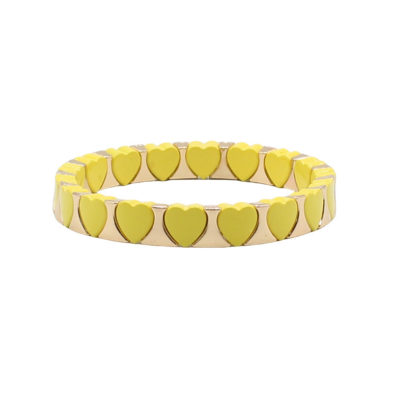 Multi Color Heart Gold Enamel Copper Bracelet Wrist Wear For Women Bulk