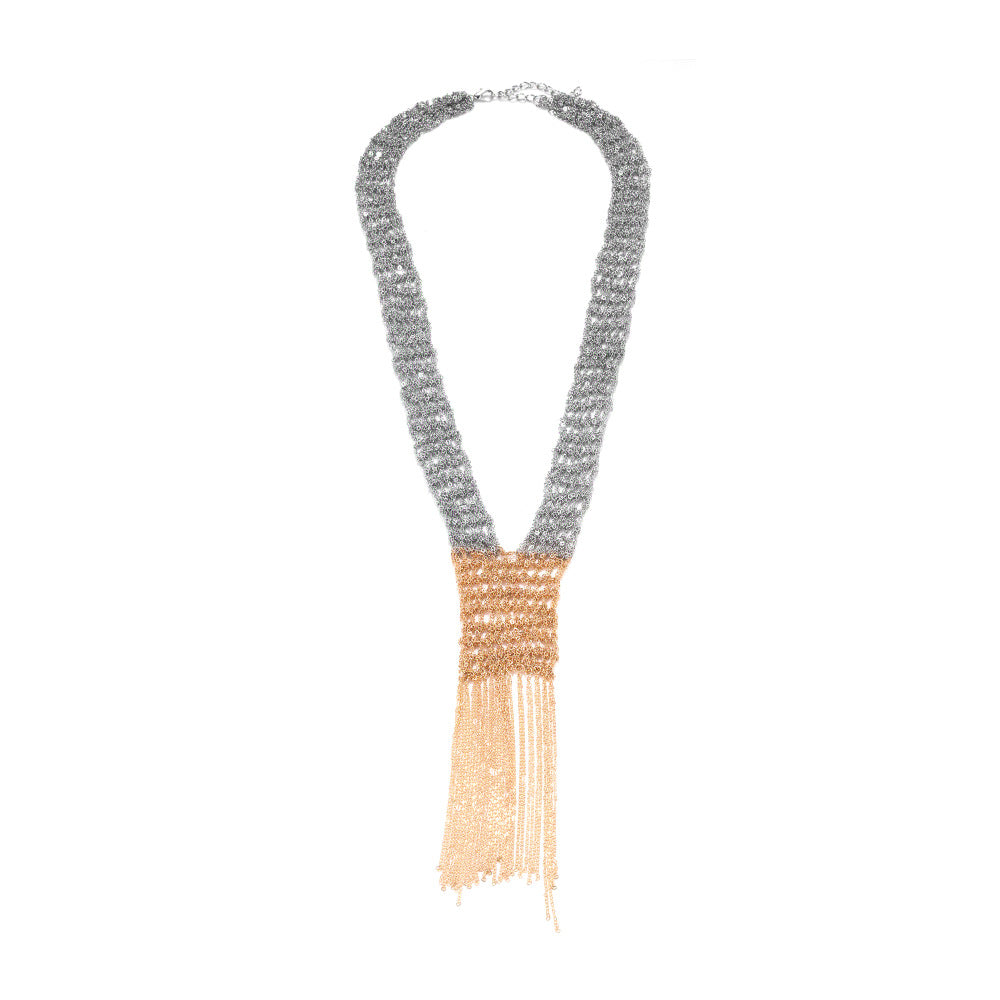 Luxury Dual Tone Tassel Gold Silver Plated Necklace For Women Bulk