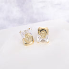 Geometric Lion Head Gold Plated CZ Copper Stud Earrings Wholesale
