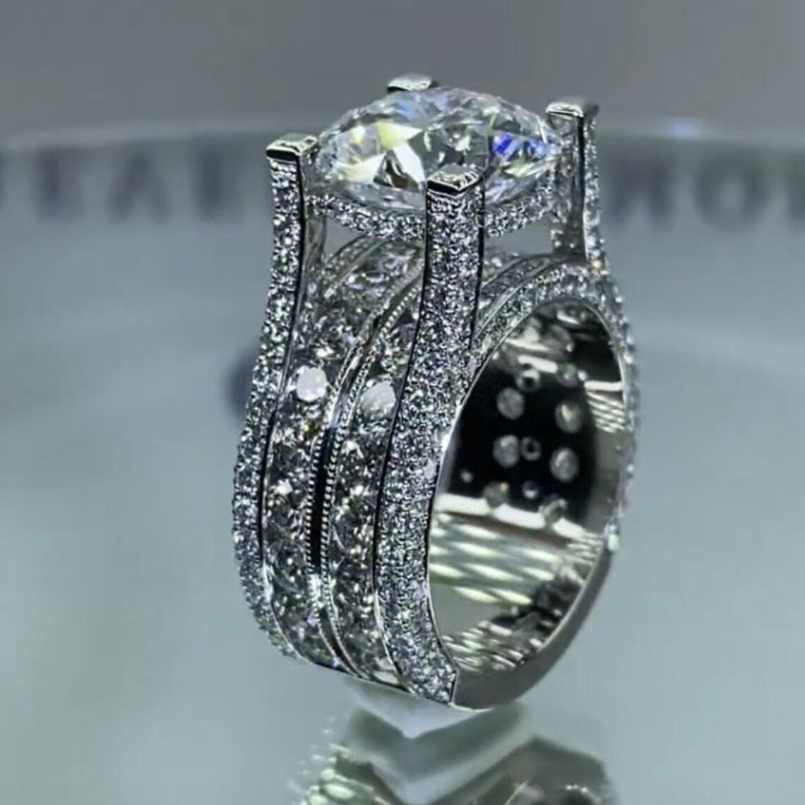 Round Diamond Solitaire Cubic Zirconia Silver Anti Tarnish Ring Bulk