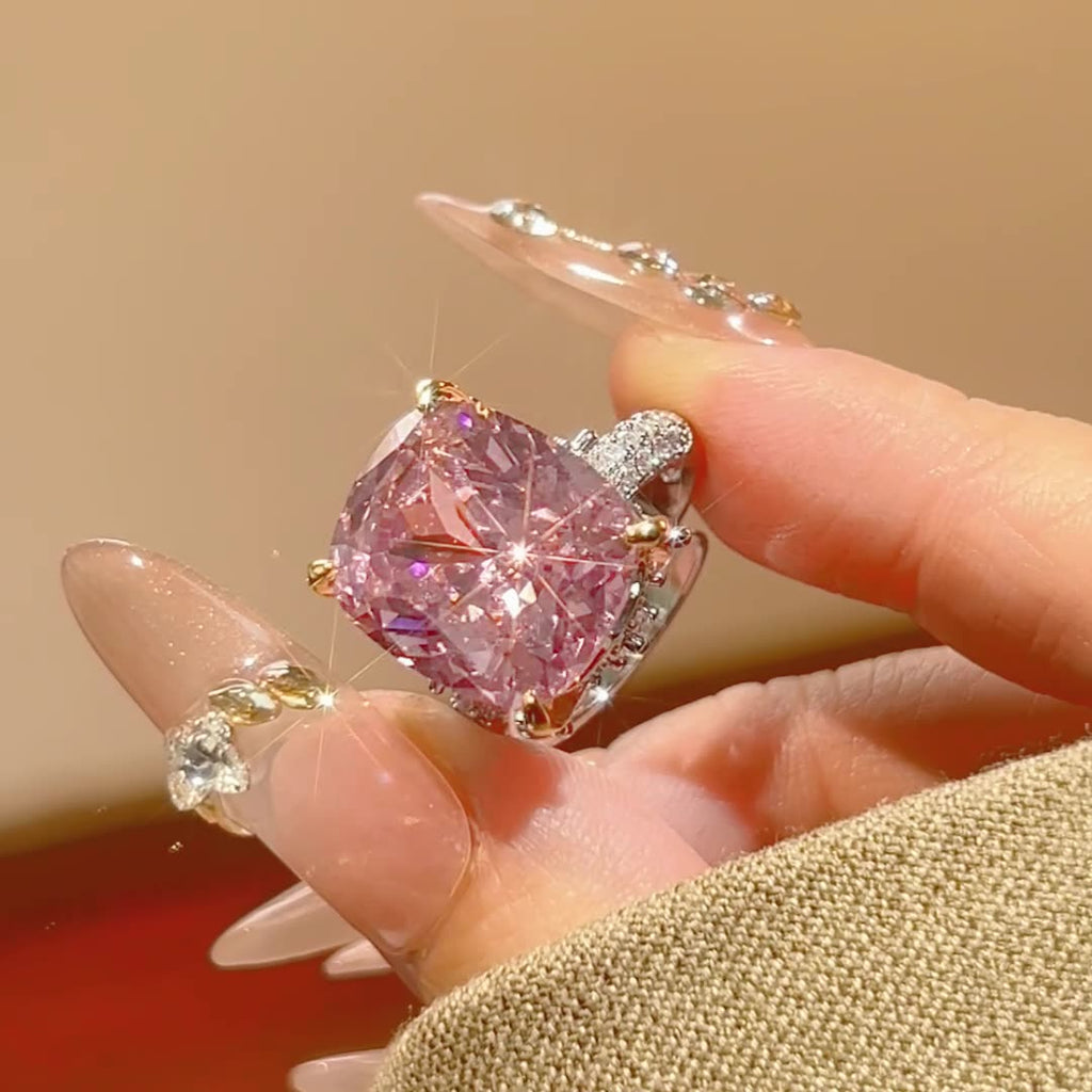 Luxury Silver Pink Green Solitaire CZ Anti Tarnish Free Size Ring Bulk