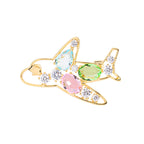 Modern Aircraft Style Gold Plated Multi Color Crystal Copper Brooch Bulk