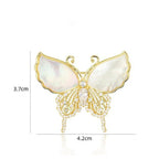 Designer Butterfly Gold Mother Of Pearl CZ Copper Brooch Wholesale