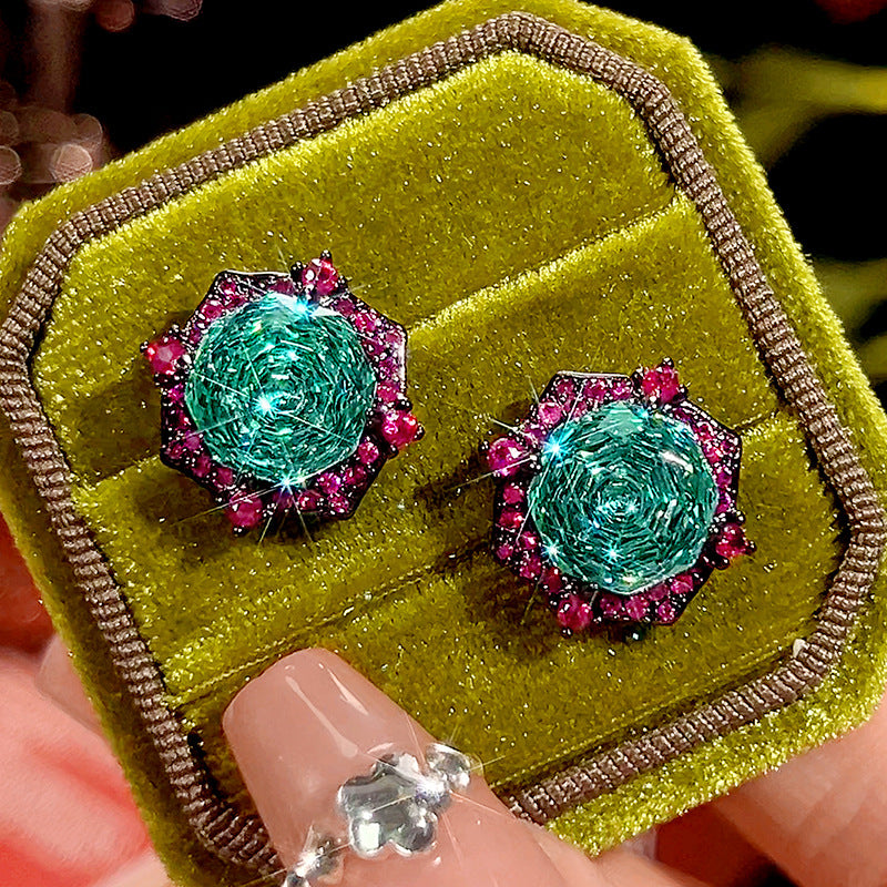Rose Crystal Green Pink Black Pendant Earring Ring Set For Women Bulk