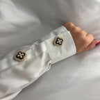 Bulk Black White Pink Clover Floral Gold Pearl Brass Button Cover