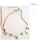Drop Pearl Blue Purple 18K Gold Anti Tarnish Necklace Chain Women Bulk