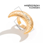 Beaten Finish Crescent Moon 18K Gold Free Size Ring For Women Bulk