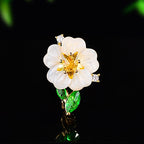 Designer White Flower Style Gold CZ Copper Anti Tarnish Brooch Bulk