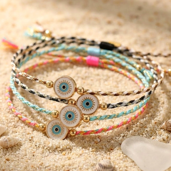 Multi Color Evil Eye Gold Plated Thread Bracelet  For Women Bulk Secondary image