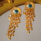 Bulk Evil Eye Gold Plated Crystal Alloy Dangler Statement Earrings