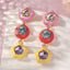 Multi Color Layered Teardrop-Floral Gold Enamel Copper Drop Earring Bulk
