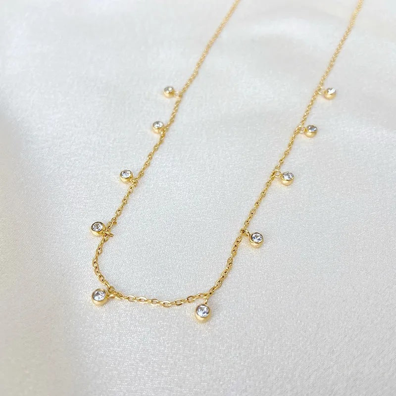Solitaire 18K Gold CZ Stainless Steel Anti Tarnish Necklace Chain Bulk