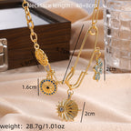 Safety Pin Flower 18K Gold CZ Anti Tarnish Charm Necklace Chain Bulk