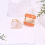 Luxury Green & Orange Resin Gold Plated Adjustable Ring For Women Bulk