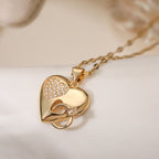 Joint Heart Ring 18K Gold Cubic Zirconia Necklace Pendant Chain Bulk