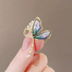 Purple Green Butterfly Gold Cubic Zirconia Copper Brooch For Women Bulk