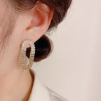 Rhinestone Pearl Layer Gold Anti Tarnish Dangler Tassel Earring Bulk
